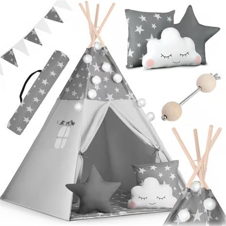 Nukida Tipi -teltta lapsille tyynyillä ja seppeleellä – kuva 2/2
