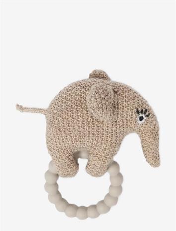 SMALLSTUFF Rattle, Elephant, Merino Wool, Powder - NATURE - One Size – kuva 2/2