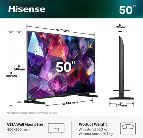 Hisense 50E7S (50"), LED-televisio