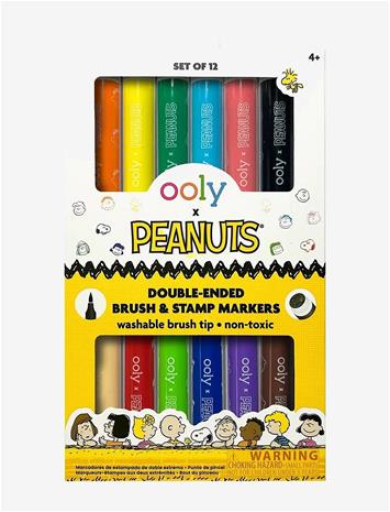 OOLY Brush Markers With Stamp 6 Pcs - Peanuts - MULTI - One Size