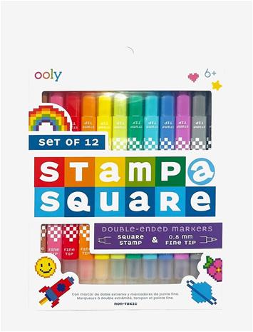 OOLY Markers 12 Pcs - Double Sided - Stamp-A-Square - MULTI - One Size