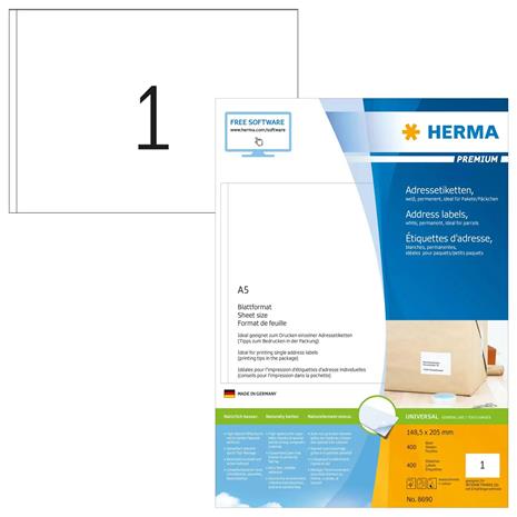 Herma tarrat A5, 400 kpl.