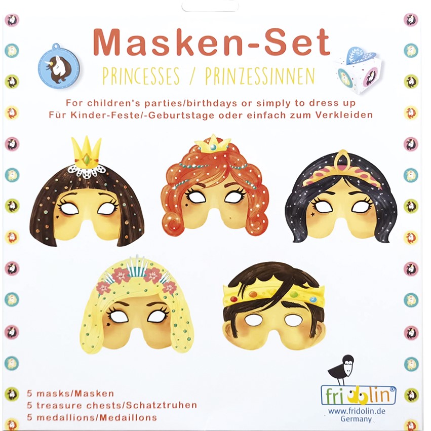 Kasvonaamarit ja aarrejahti Prinsessat 5-pakkaus Fridolin