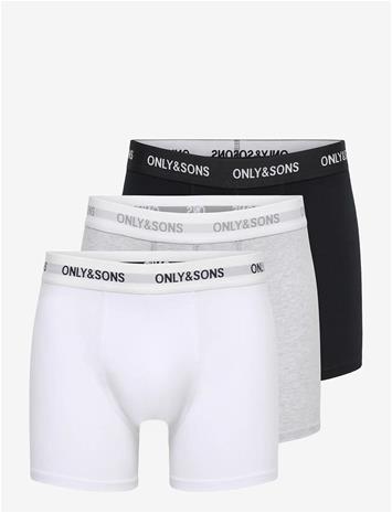 ONLY & SONS Onsbasic Solid Boxer 3Pack Noos - LIGHT GREY MELANGE - XL