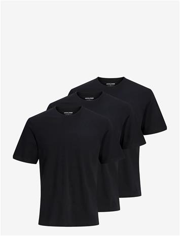 JACK & JONES Jacjones Basic Ss Tee 3 Pack W - BLACK - S