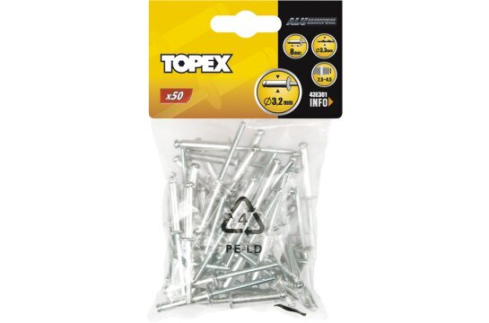 Niitit Topex 43E405; 4,0x18 mm; 50 kpl.