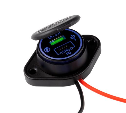 FOUR Connect 4 vedenpitävä USB-C/A /USB TYPE-C +PD virta-adapteri