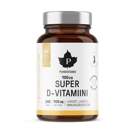 Puhdistamo Super D-vitamiini 100 Âµg 240 kaps. ravintolisä