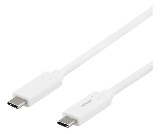 Deltaco USB-C-kaapeli, 1m, USB 3.1 Gen 1, E-Marker, valkoinen USBC – kuva 3/3