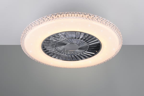 LED-kattotuuletin Harstad, kristallikehys