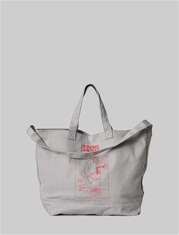 Studio About Tote Bag, Grey/Red - Grey - L:32CM