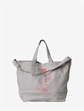 Studio About Tote Bag, Grey/Red - Grey - L:32CM