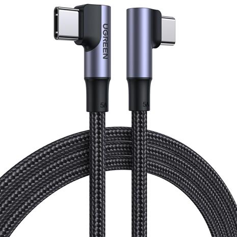 Kulmamallinen USB-C-kaapeli, 100W, 1m, musta