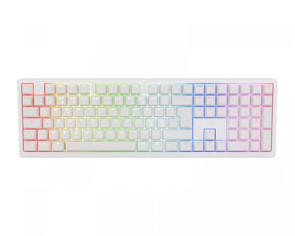 Ducky Zero, Fullsize, Cherry MX2A Red, RGB -langaton (Tri-mode) pelinäppäimistö, valkoinen
