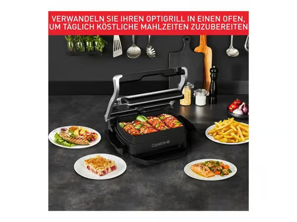 Tefal Optigrill Snacking&Baking GC714D Kosketusgrilli leivinpeltilevyllä