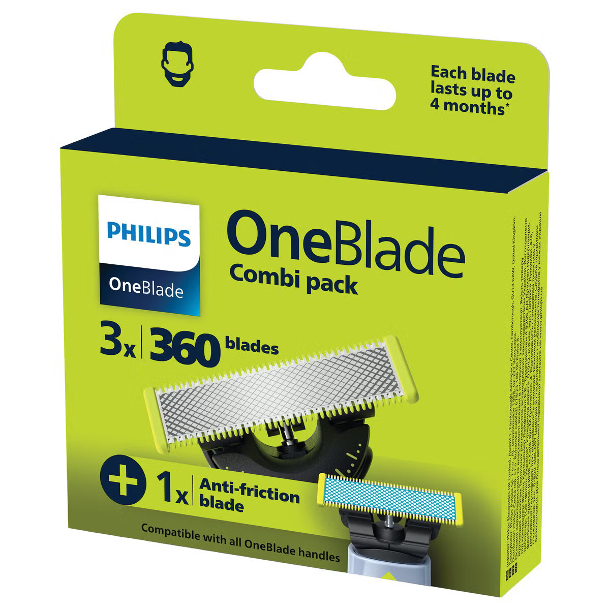 Philips OneBlade Vaihtoterät, yhdistelmäpakkaus, 4 kpl