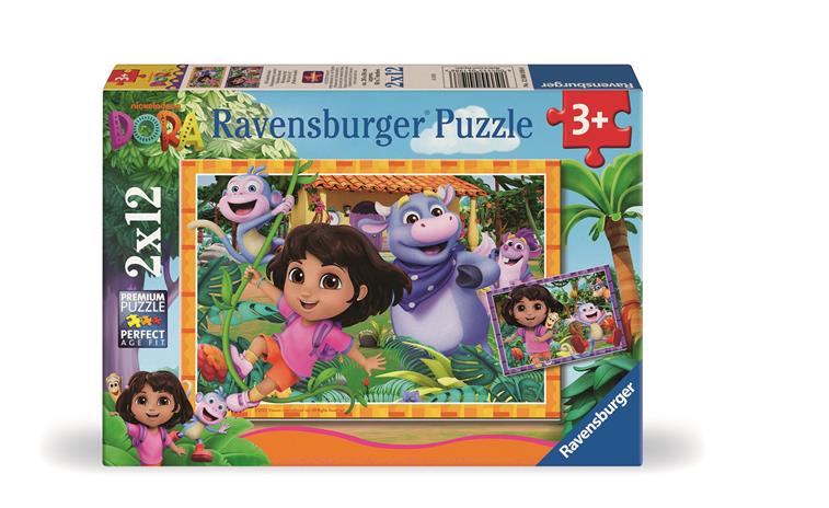 Ravensburger Seikkailija Dora Palapelit 2x12 Palaa