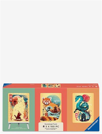 RAVENSBURGER Ukiyo-E Cat Warrior, Red Panda & Drag 3X100P - MULTI COLOURED - One Size