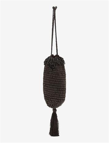 MANGO Beaded Handbag - DARK BROWN - One Size