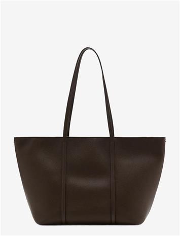 MANGO Shopper Bag With Double Handle - DARK BROWN - One Size