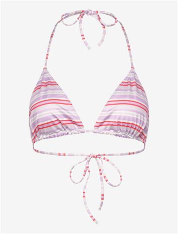 MONKI Printed Halter Triangle Bikini Top - GREY DUSTY LIGHT - S