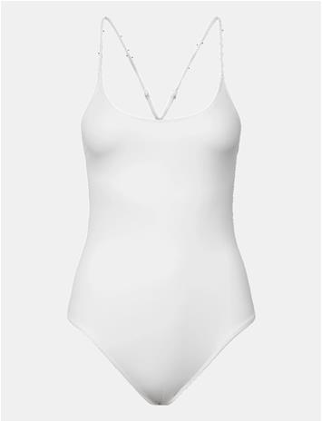 WEEKDAY Open Back Swimsuit - OFF WHITE - M
