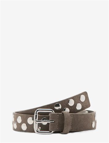 MANGO Suede Belt With Studs - MEDIUM BROWN - S