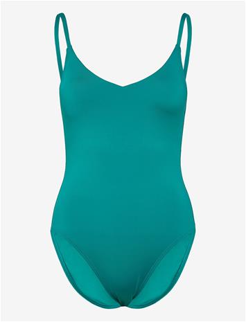 SPEEDO Solid V-Neck Swimsuit - PEACOCK TEAL - S