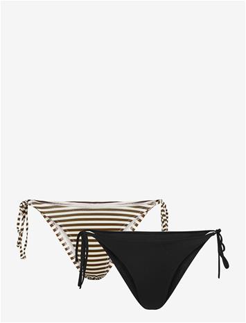 WEEKDAY 2-Pack Tie Bikini Bottom - BLACK + STRIPE - L