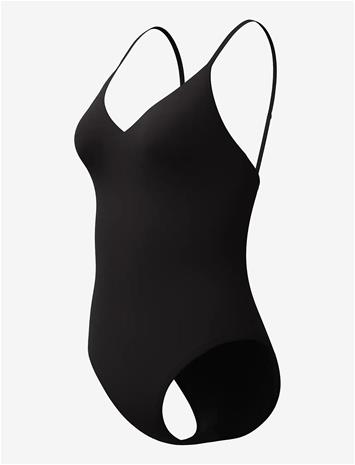Speedo Solid V-Neck Swimsuit - Black - XXL