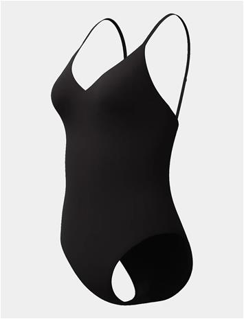 Speedo Solid V-Neck Swimsuit - Black - XXL