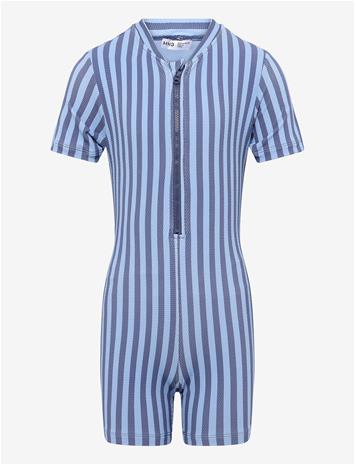 MANGO Striped Swimsuit Jumpsuit - MEDIUM BLUE - 116
