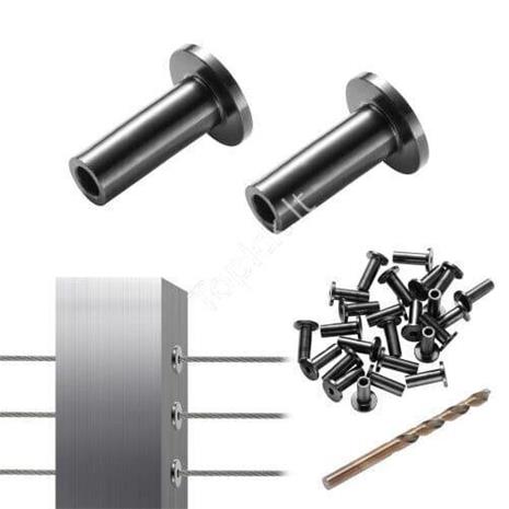 T316 ruostumattomasta teräksestä valmistetut mustat suojaholkit, 3,2 mm, 101 kpl.