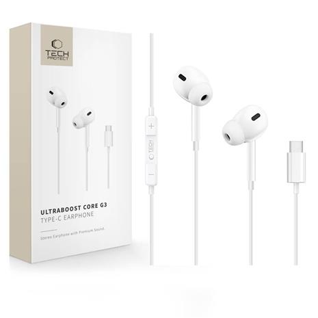 Tech-Protect Ultraboost Core G3 USB-C Wired Headphones - White – kuva 2/2