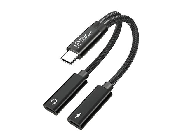 USB-C to USB-C PD and USB-C Female Adapter, Silver 13cm