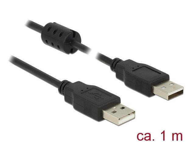 DeLOCK 1m, 2xUSB 2.0-A USB-kaapeli USB 2.0 USB A 0,48 Gbit/s Musta 84889