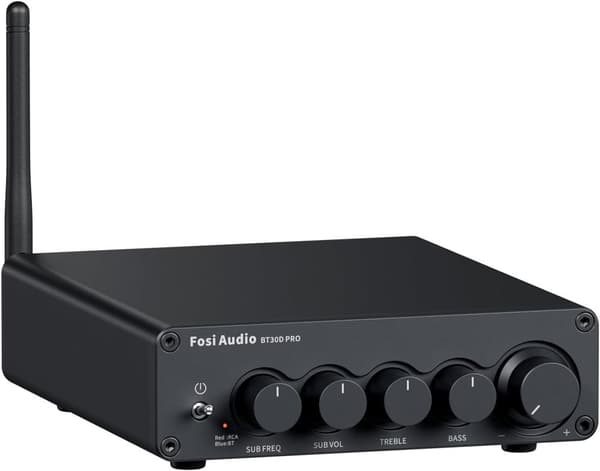 Fosi Audio Hi-Fi Bluetooth 5.0 stereoäänivastaanotinvahvistin 2.1-kanavainen luokan D integroitu vahvistin 2x165W