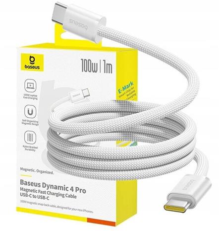 Baseus Dynamic 4 Pro 100W USB-C - USB-C Magnetic Cable 1m - White