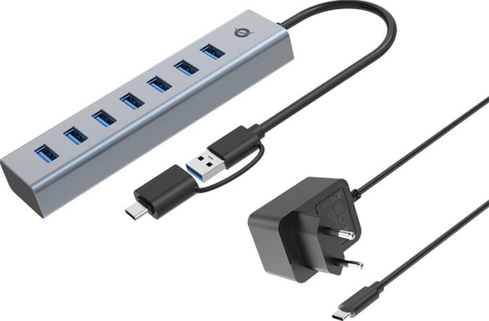 Conceptronic HUBBIES21GP 7-Port USB 3.0 Hub with Power Adapter, 5Gbps, USB-A x 7