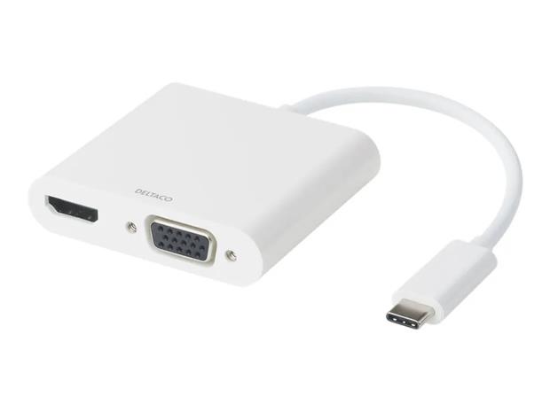 Deltaco USB-C - HDMI, VGA, 100W -sovitin