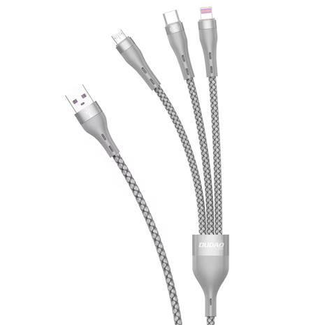 Dudao L20X 3in1 USB cable - Lightning / microUSB / USB Type C 65W 1.2m - Gray