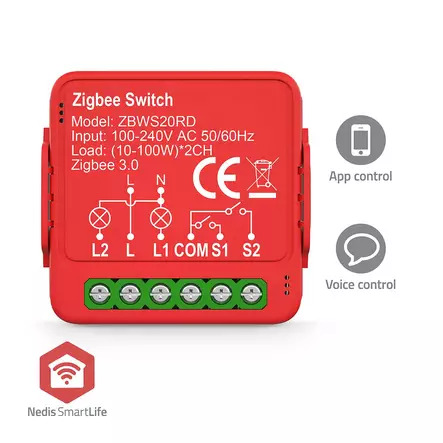 Nedis SmartLife Virtakytkin Zigbee 3.0, 2x100W