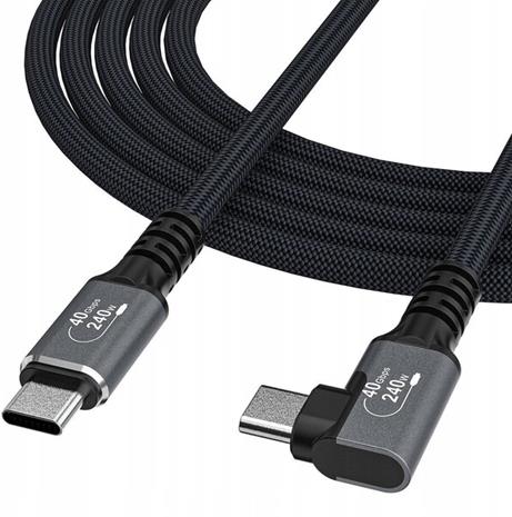 Wozinsky WPS2-UY41S USB-C Thunderbolt 4 240W 2m Angle Cable - Black