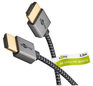 Pro HDMI 2.0 sleeved - Näyttökaapeli - 2m - Harmaa
