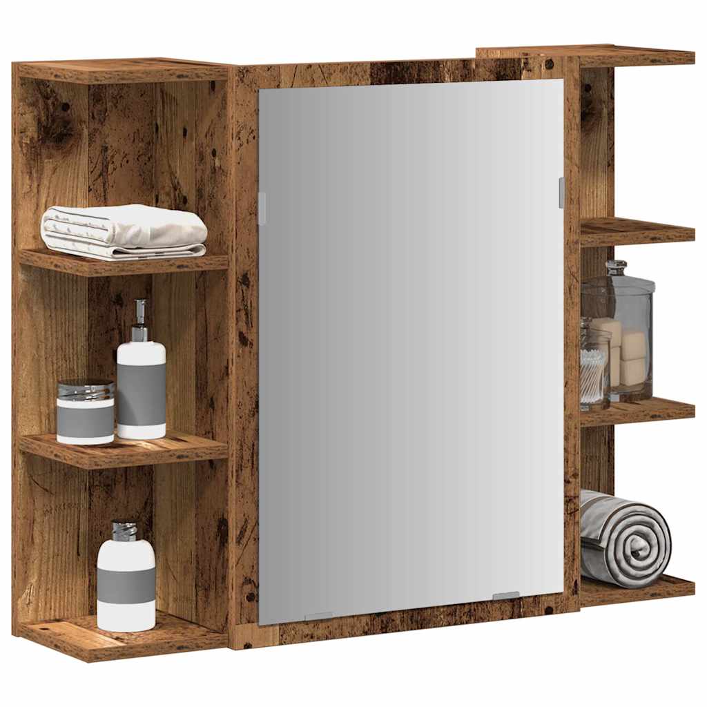 vidaXL Kylpyhuoneen peilikaappi vanhaa puuta 80x20,5x64 cm lastulevy