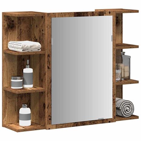 vidaXL Kylpyhuoneen peilikaappi vanhaa puuta 80x20,5x64 cm lastulevy