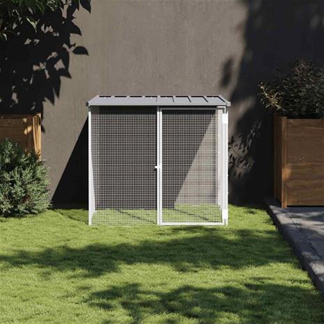 vidaXL Kanahäkki katolla vaaleanharmaa 103x98x90 cm galvanoitu teräs – kuva 3/3
