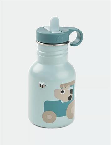 Done by Deer - Metal bottle Tiny farm - Blue - 350 ml