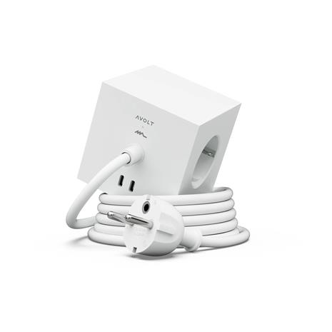 AVOLT Square 1 Power Strip 3x Schuko + 2x USB 1.8m White
