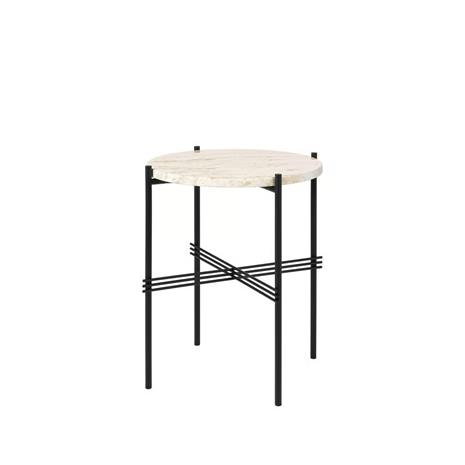 Gubi TS Side Table ä˜40 cm, Black / White Travertine
